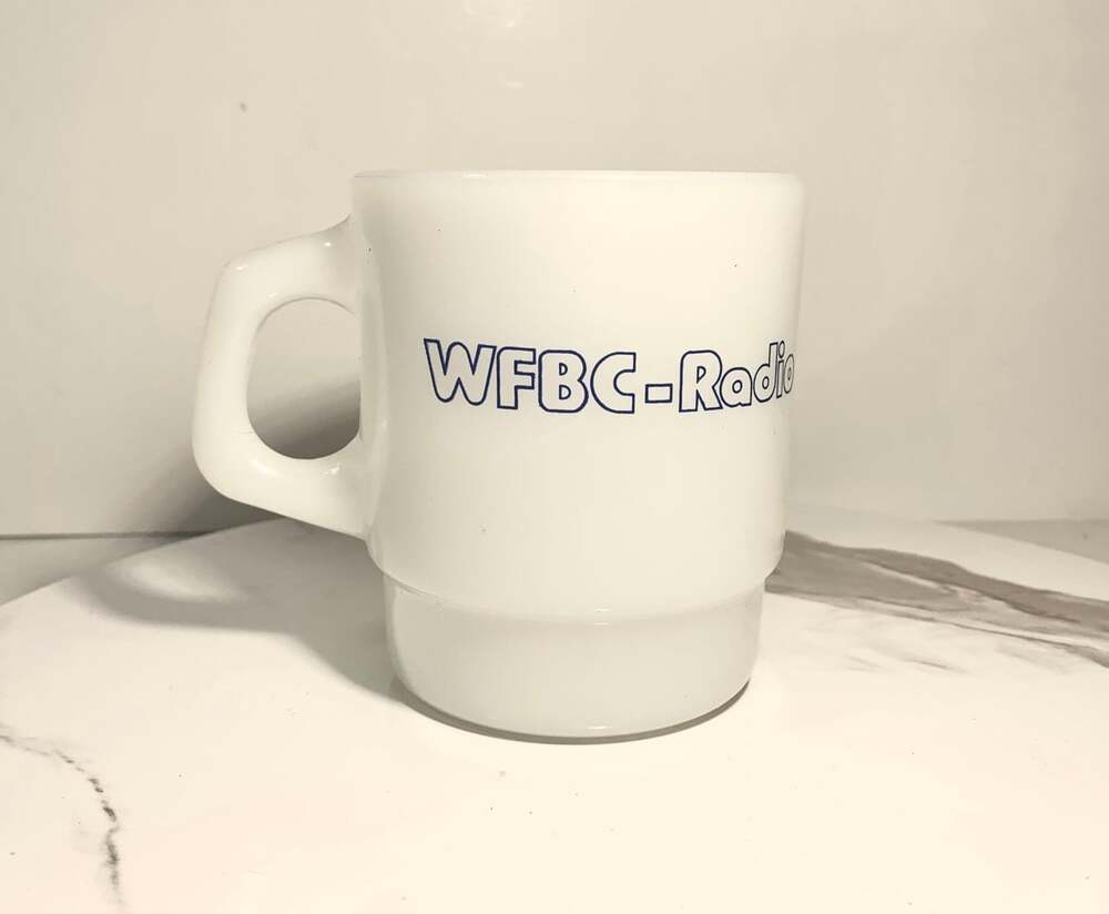 Fire King Cup Radio Advertising milk glass